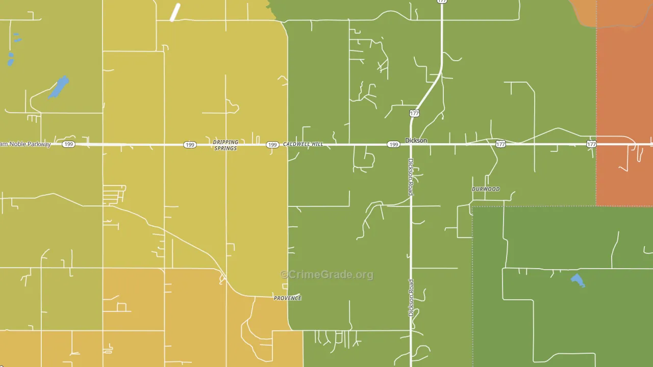 Dickson, OK Map of Robbery Rates