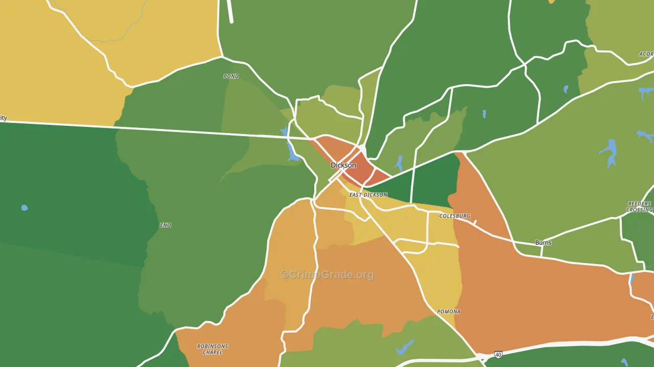 Dickson, TN Map of Robbery Rates