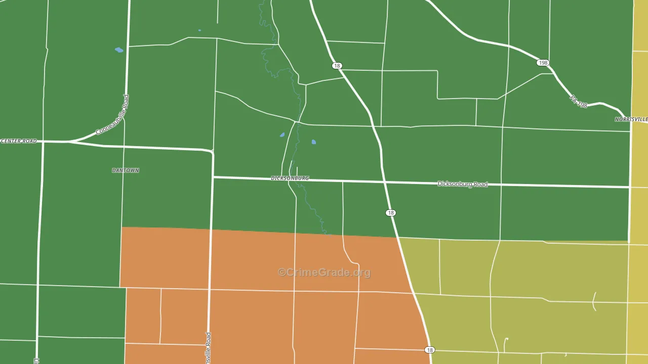 Dicksonburg, PA Map of Robbery Rates