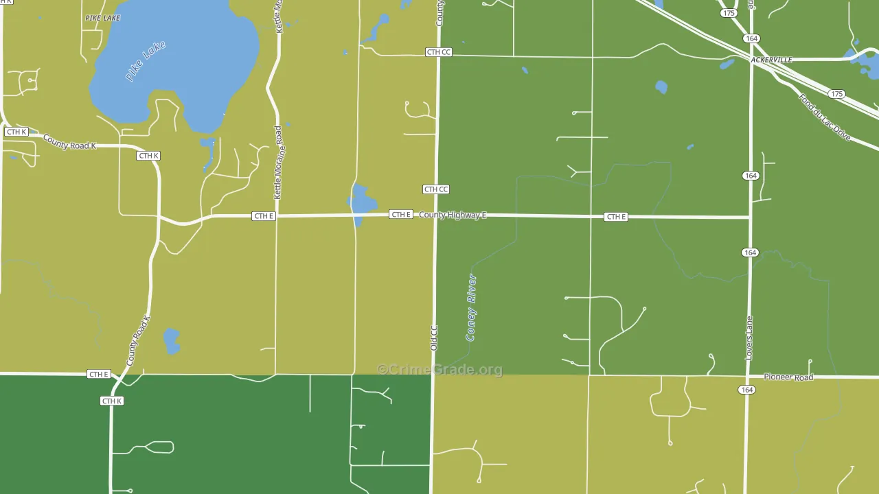 Diefenbach Corners, WI Map of Robbery Rates