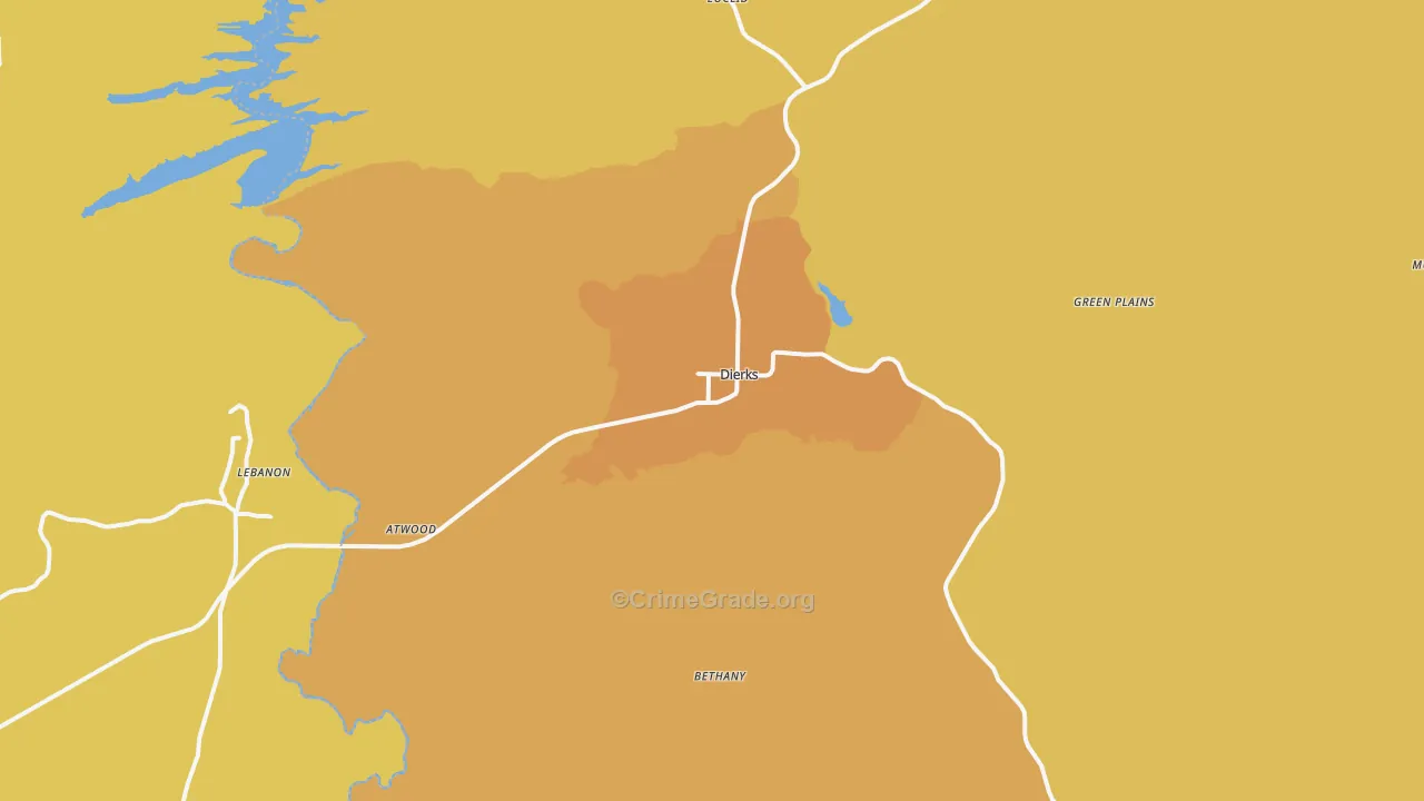 Dierks, AR Map of Robbery Rates