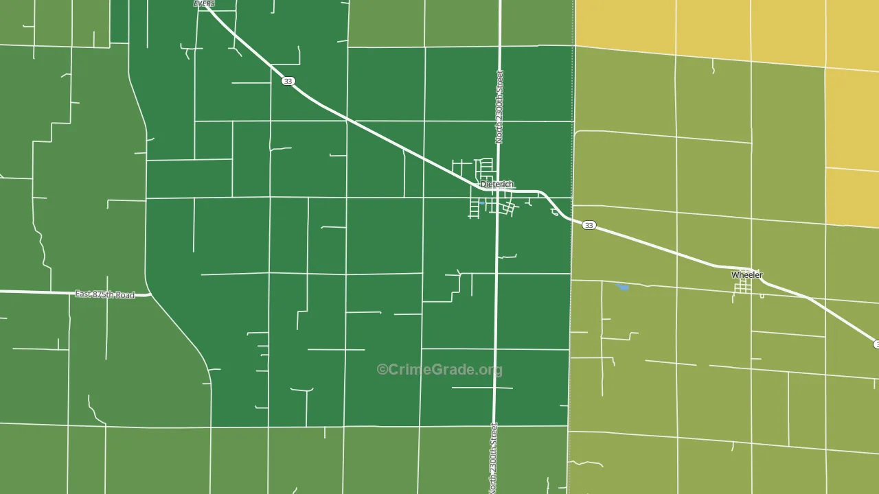 Dieterich, IL Map of Robbery Rates