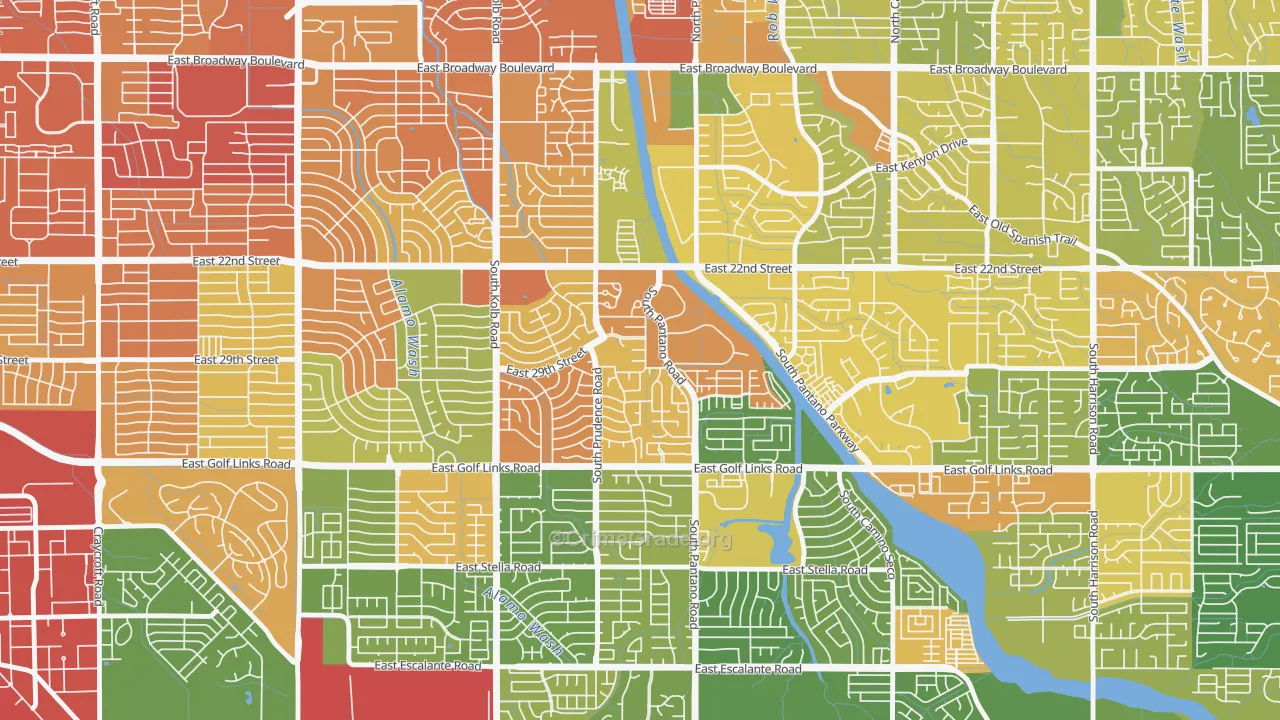 Dietz, Tucson, AZ Map of Robbery Rates