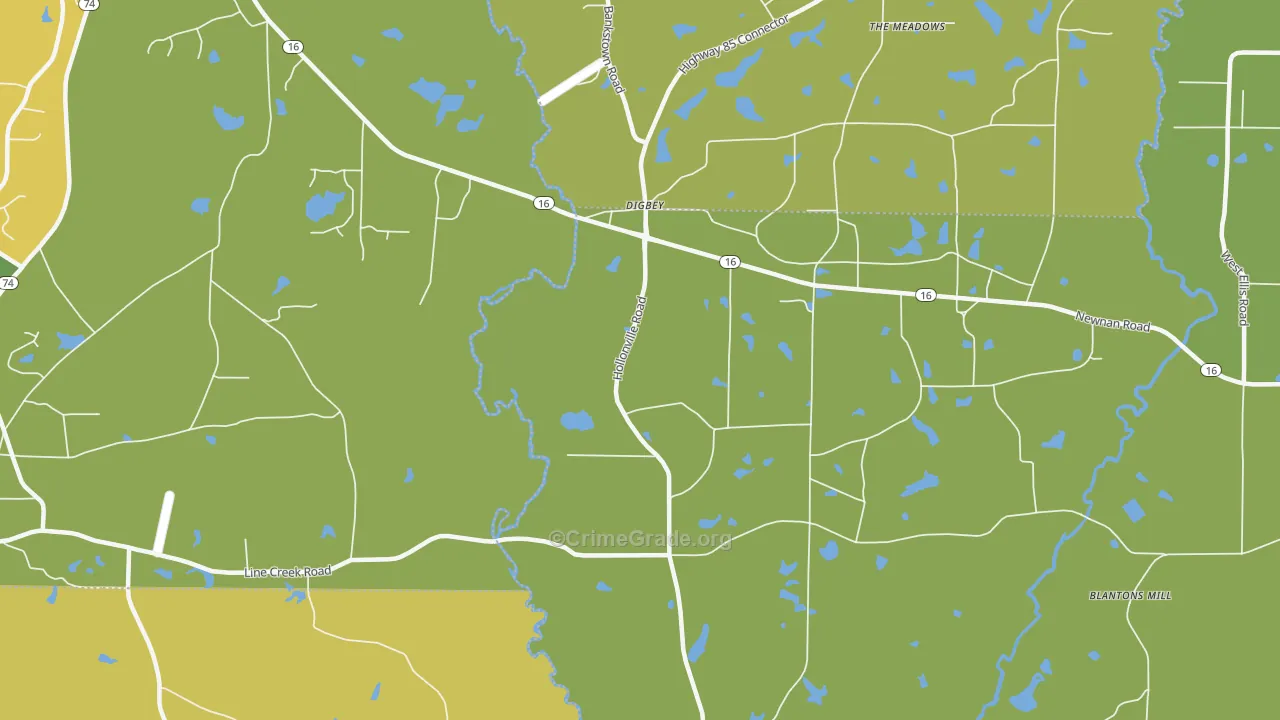 Digbey, GA Map of Robbery Rates