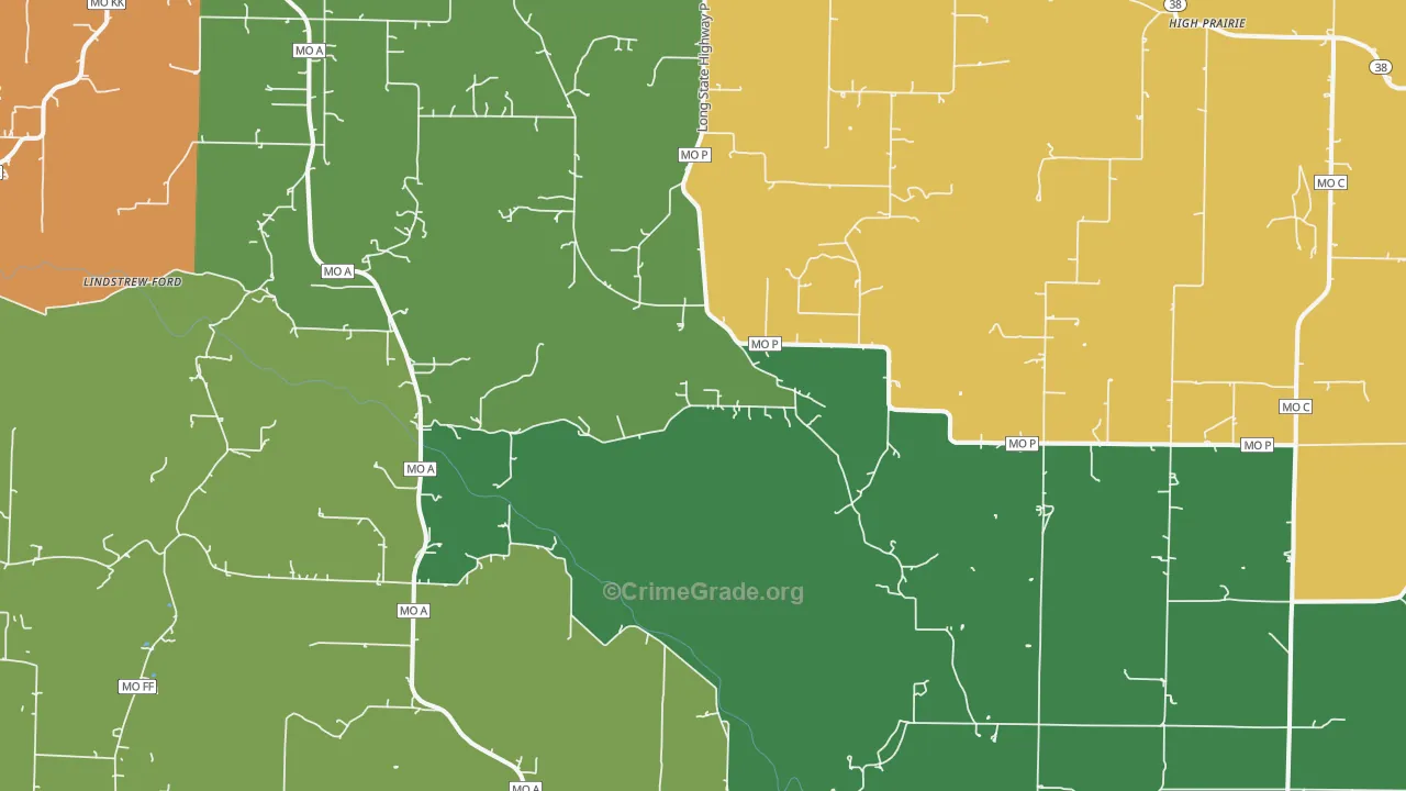Diggins, MO Map of Robbery Rates