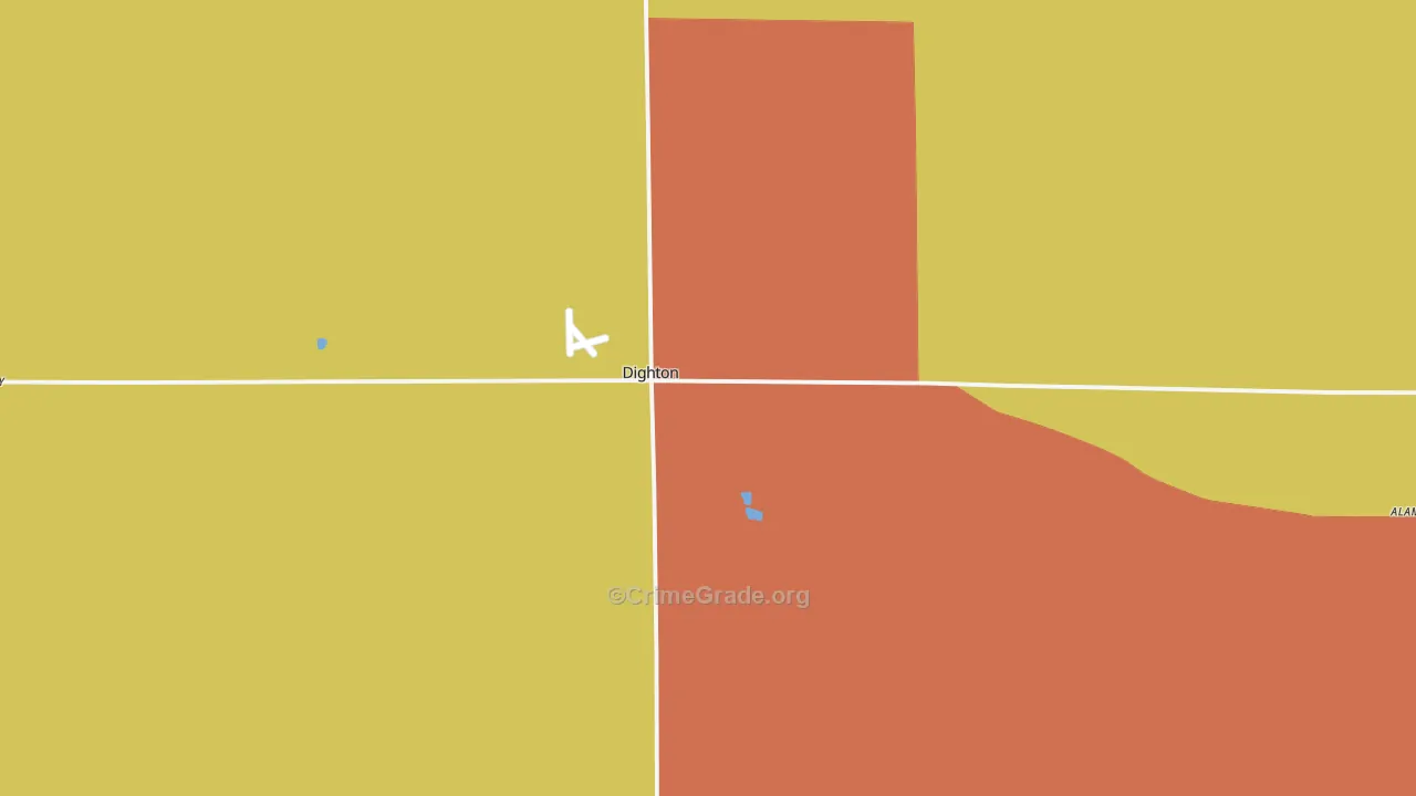 Dighton, KS Map of Robbery Rates