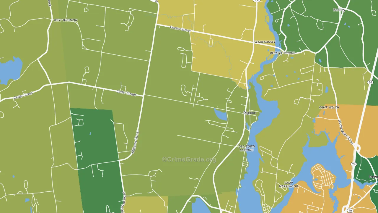 Dighton, MA Map of Robbery Rates
