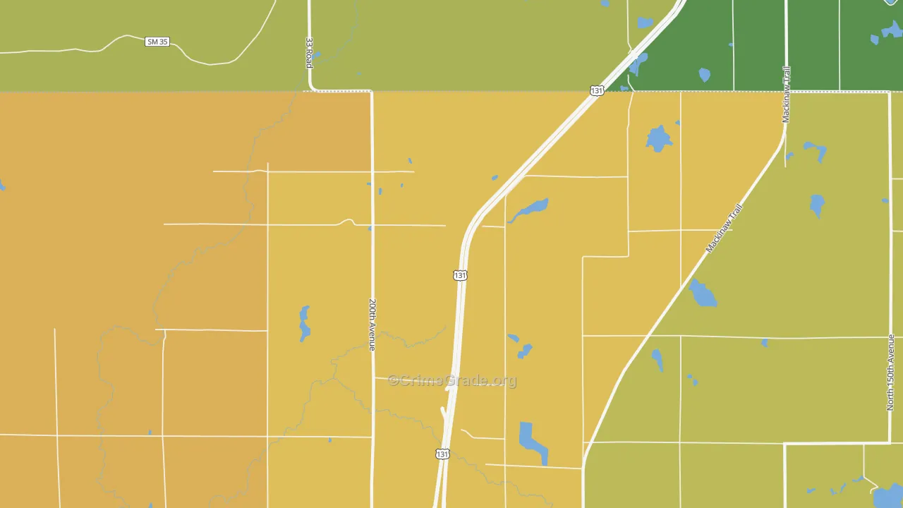 Dighton, MI Map of Robbery Rates