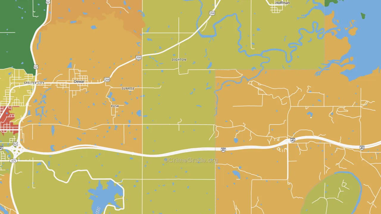 Dighton, OK Map of Robbery Rates