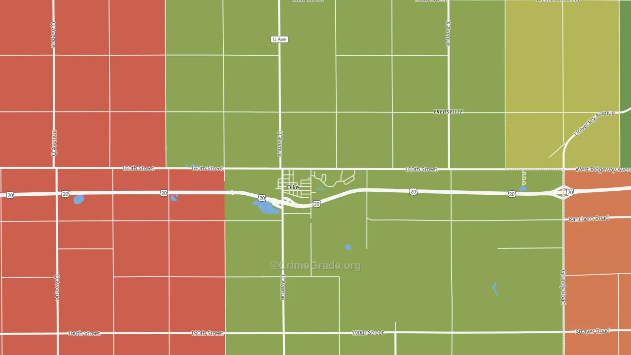 Dike, IA Map of Robbery Rates