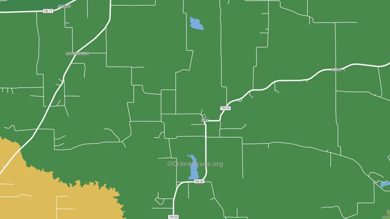 Dike, TX Map of Robbery Rates
