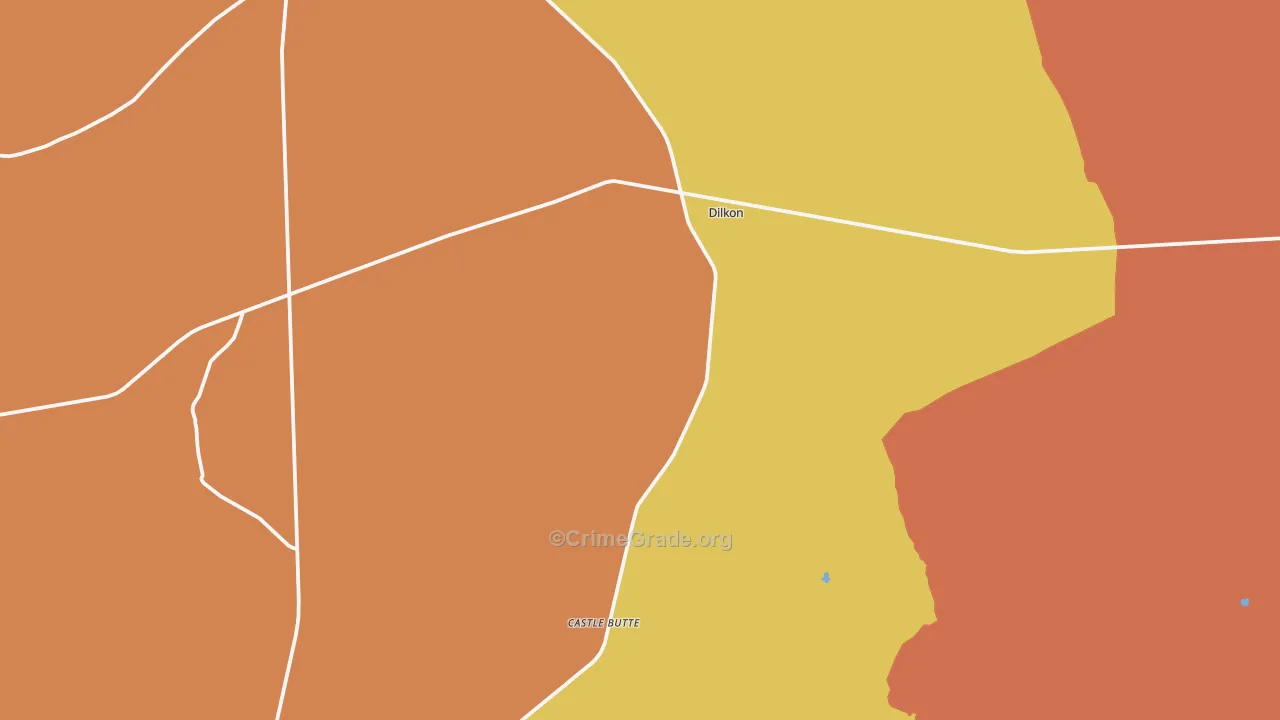 Dilkon, AZ Map of Robbery Rates