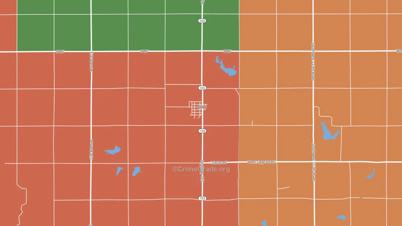 Diller, NE Map of Robbery Rates