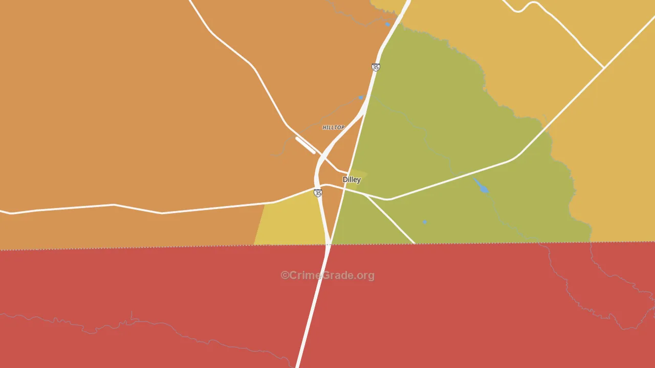 Dilley, TX Map of Robbery Rates