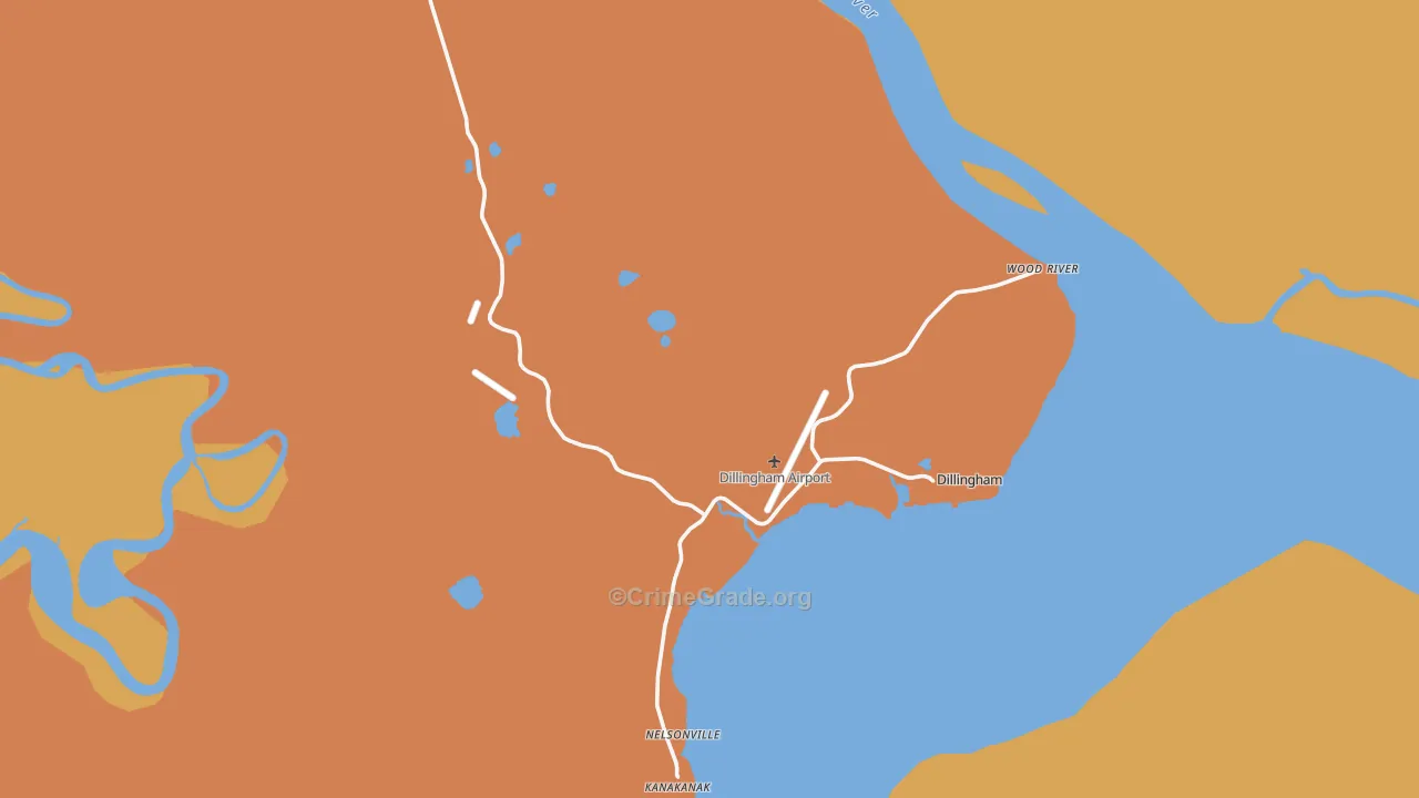 Dillingham, AK Map of Robbery Rates