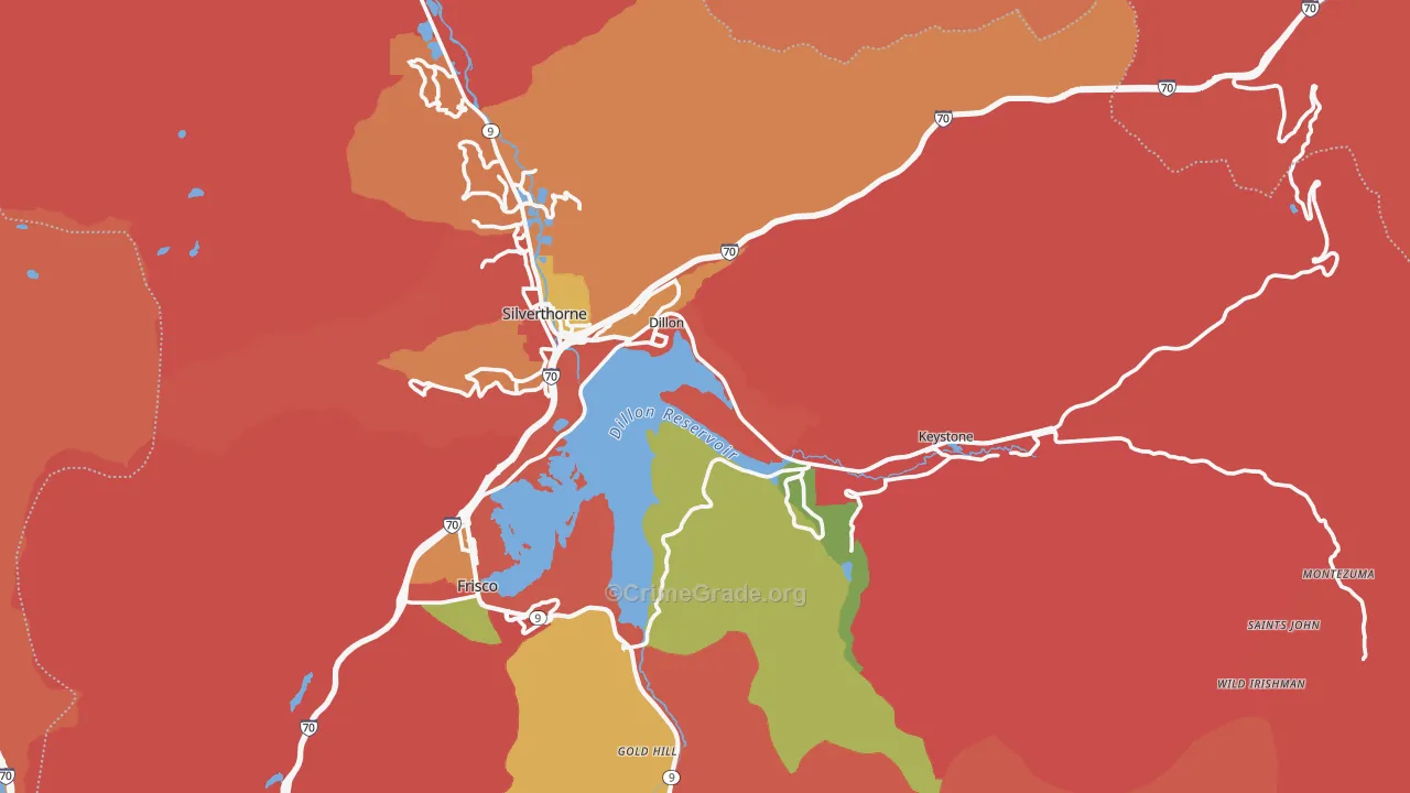 Dillon, CO Map of Robbery Rates