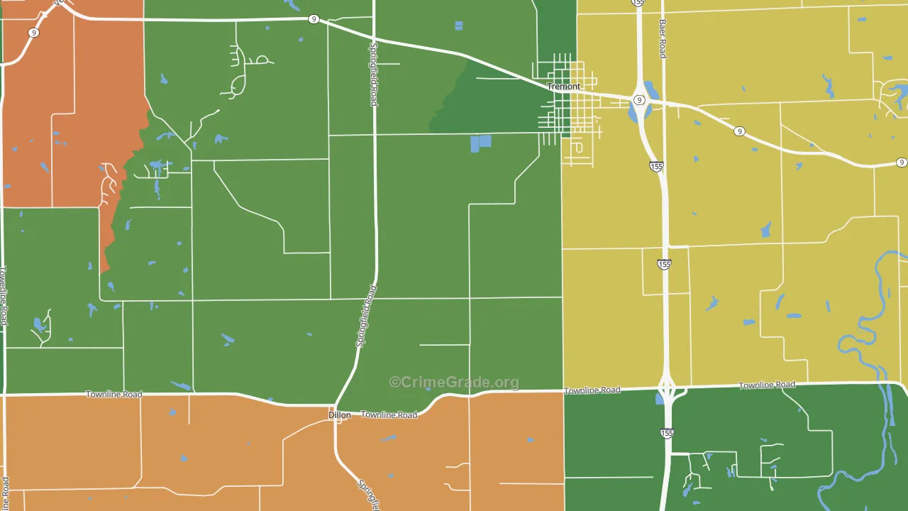 Dillon, IL Map of Robbery Rates