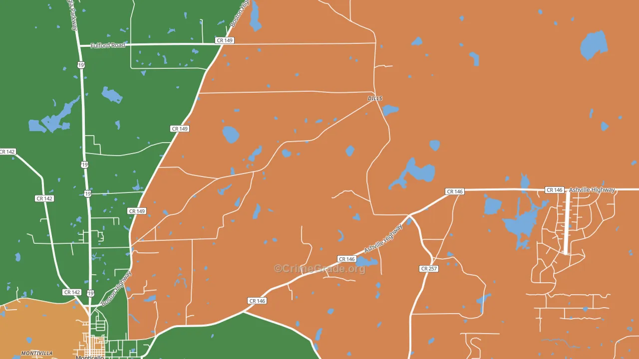 Dills, FL Map of Robbery Rates