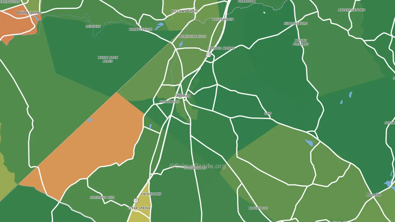 Dillsburg, PA Map of Robbery Rates
