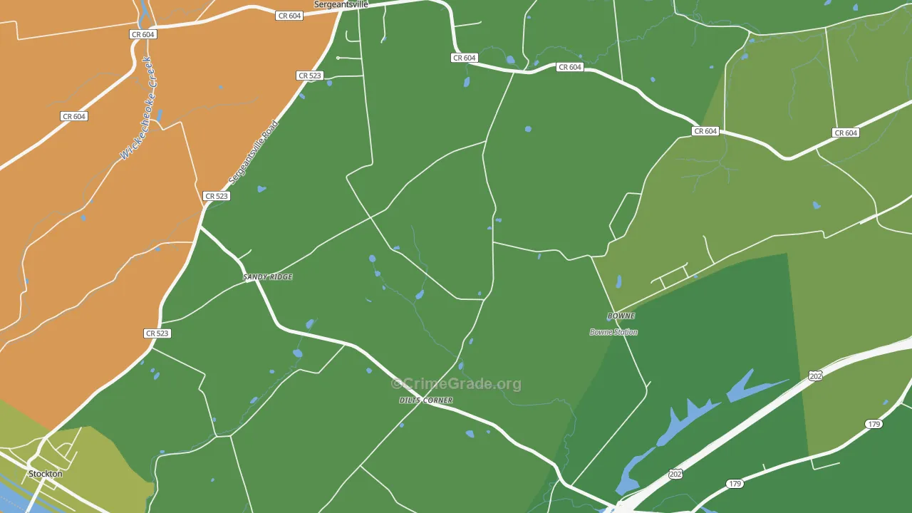 Dilts Corner, NJ Map of Robbery Rates
