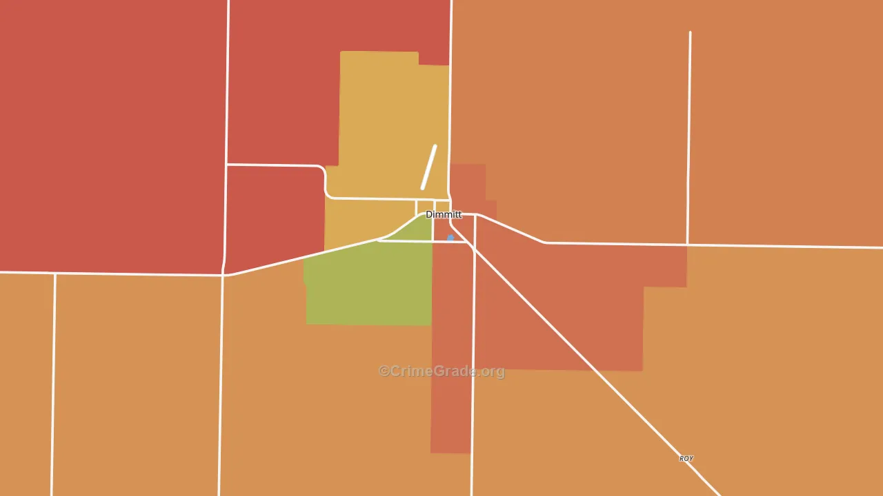 Dimmitt, TX Map of Robbery Rates