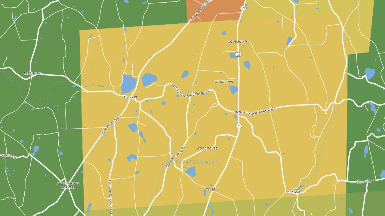 Dimock, PA Map of Robbery Rates