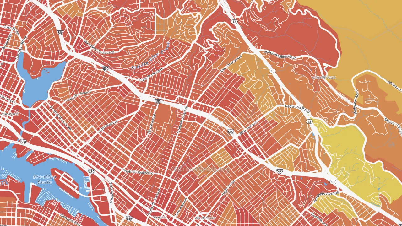 Dimond, Oakland, CA Map of Robbery Rates