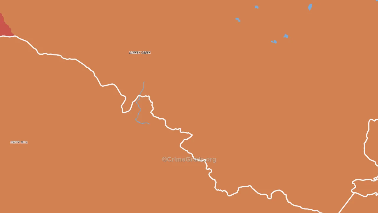 Dinkey Creek, CA Map of Robbery Rates