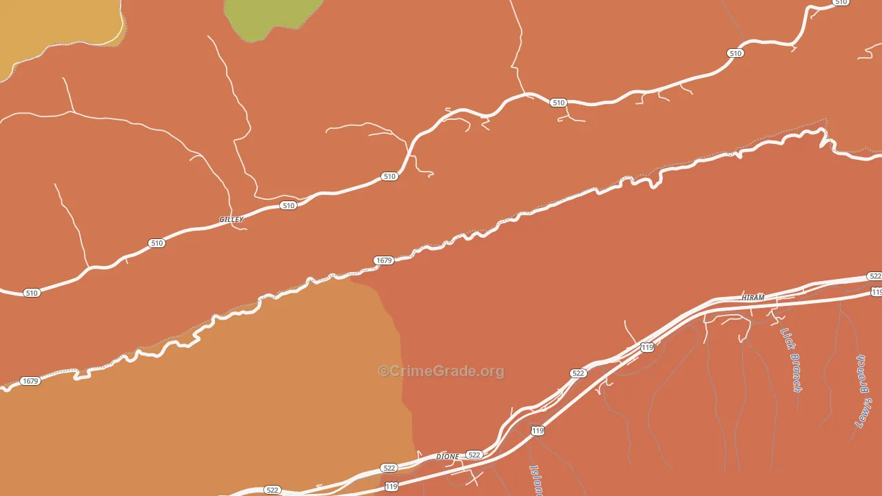 Dione, KY Map of Robbery Rates