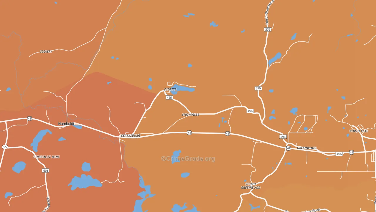 Diorite, MI Map of Robbery Rates