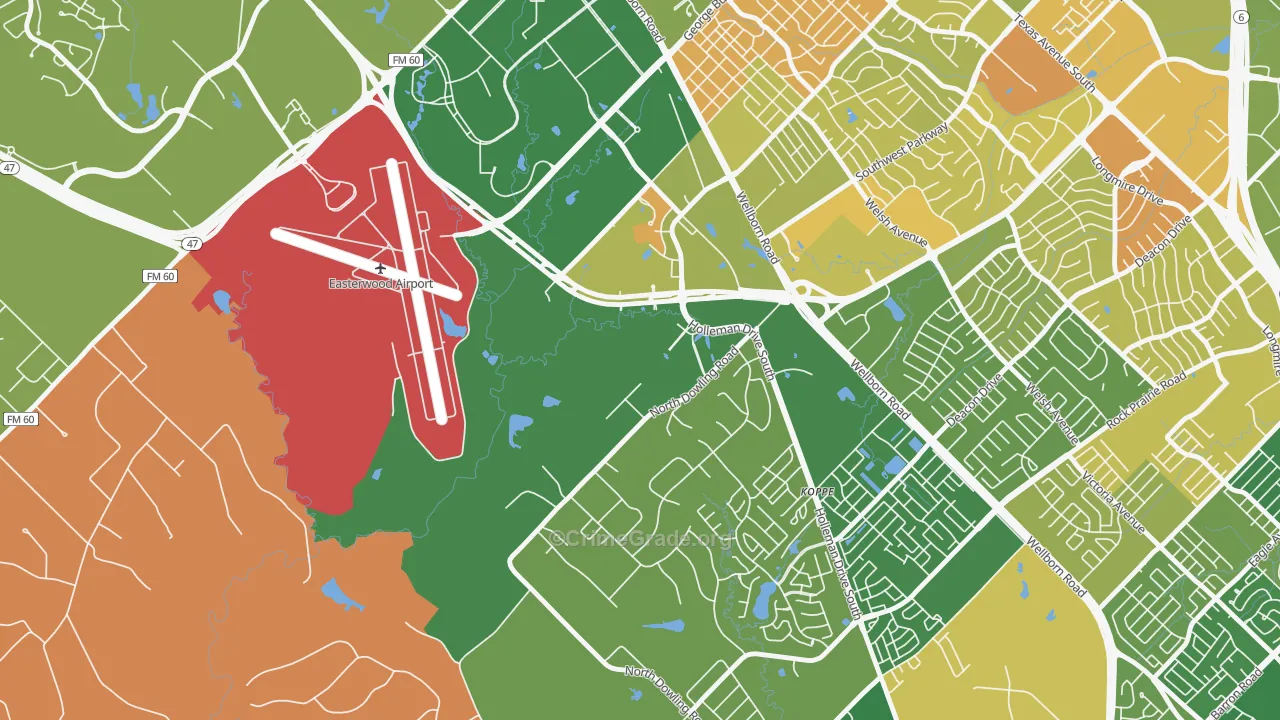 Disaster City, College Station, TX Map of Robbery Rates