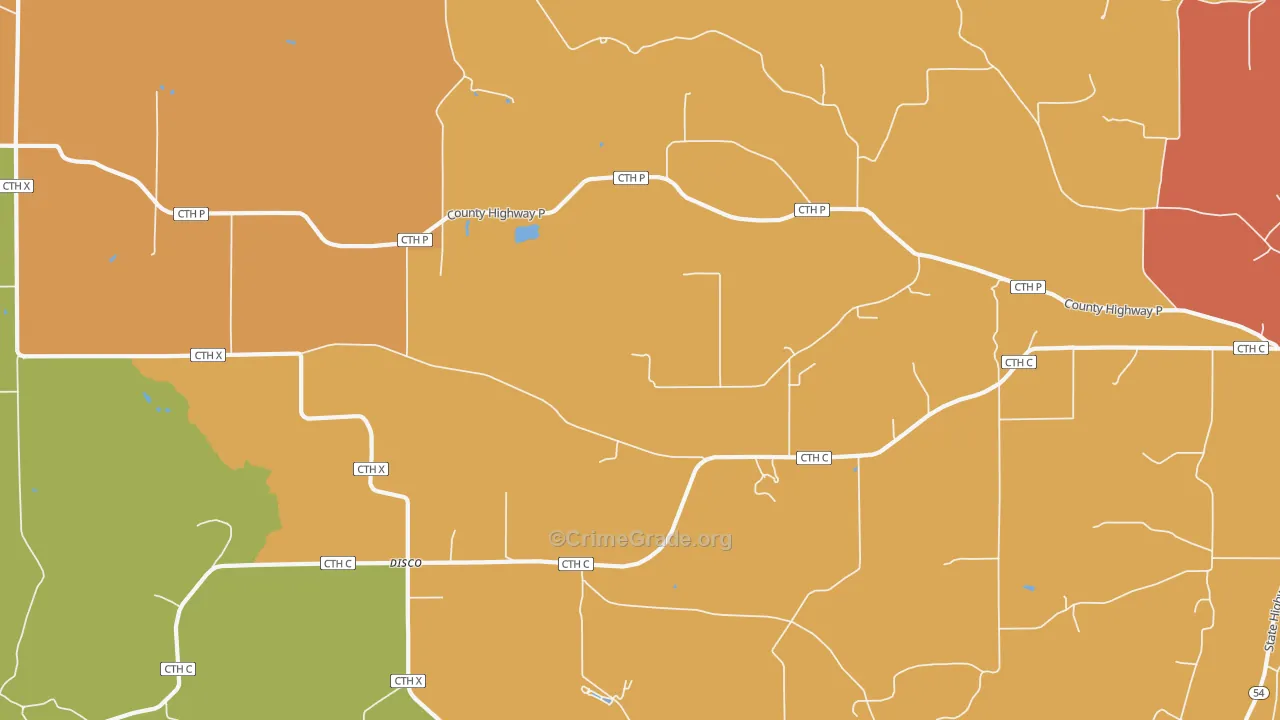 Disco, WI Map of Robbery Rates