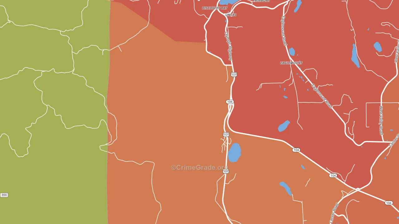 Discovery Bay, WA Map of Robbery Rates