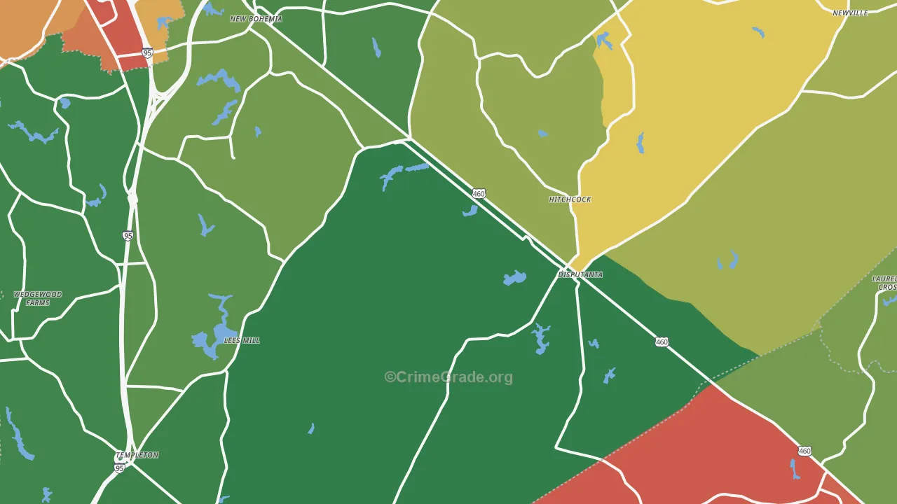 Disputanta, VA Map of Robbery Rates