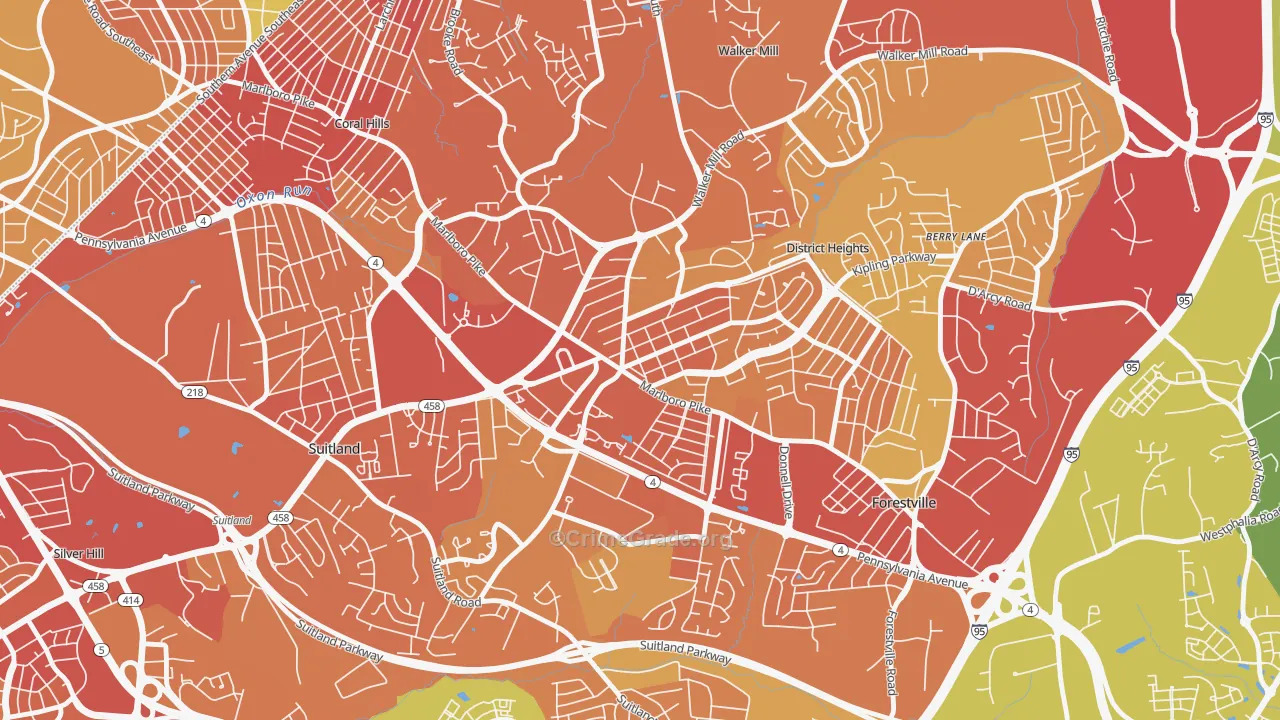 District Heights, MD Map of Robbery Rates