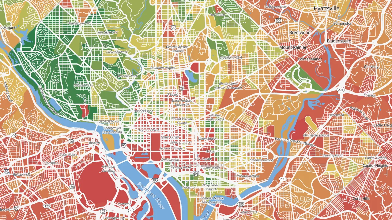 District of Columbia Map of Robbery Rates