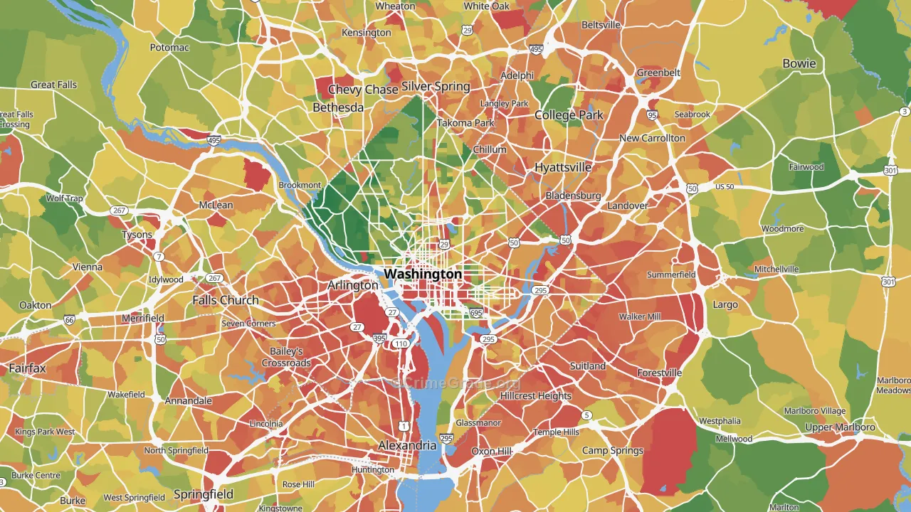 District of Columbia Map of Robbery Rates