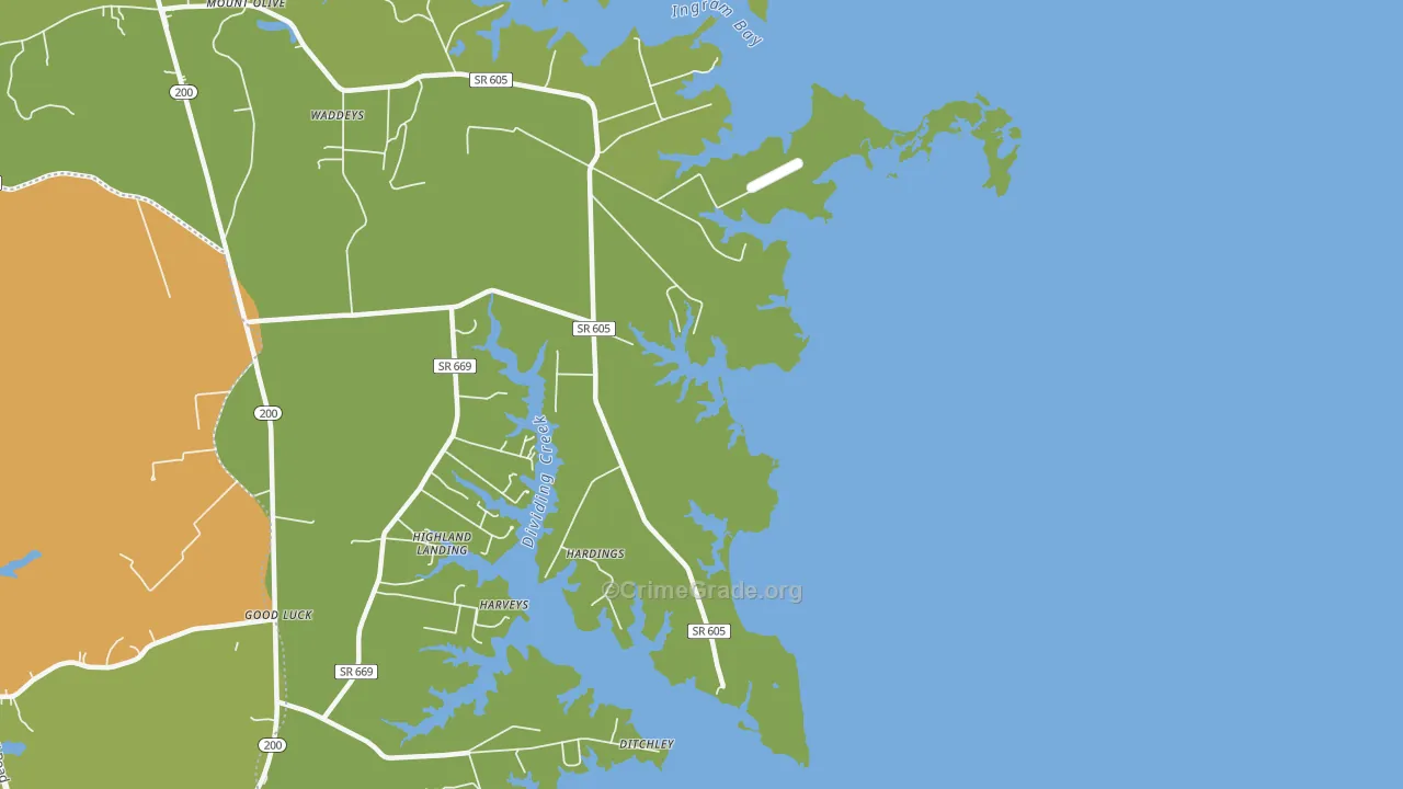 Ditchley, VA Map of Robbery Rates