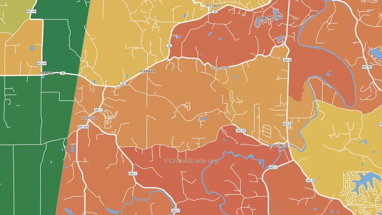 Dittmer, MO Map of Robbery Rates