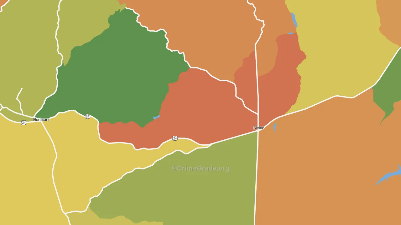 Divide, CO Map of Robbery Rates