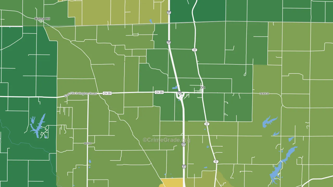 Dix, IL Map of Robbery Rates