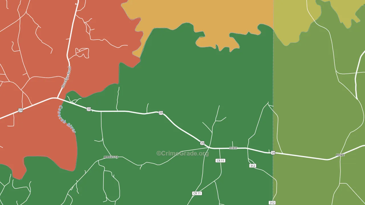 Dixie, AL Map of Robbery Rates