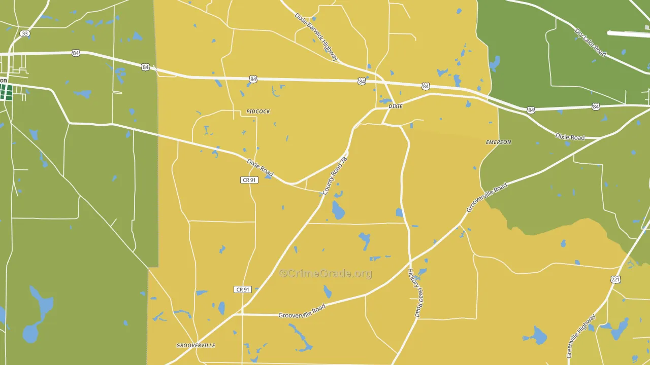 Dixie, GA Map of Robbery Rates