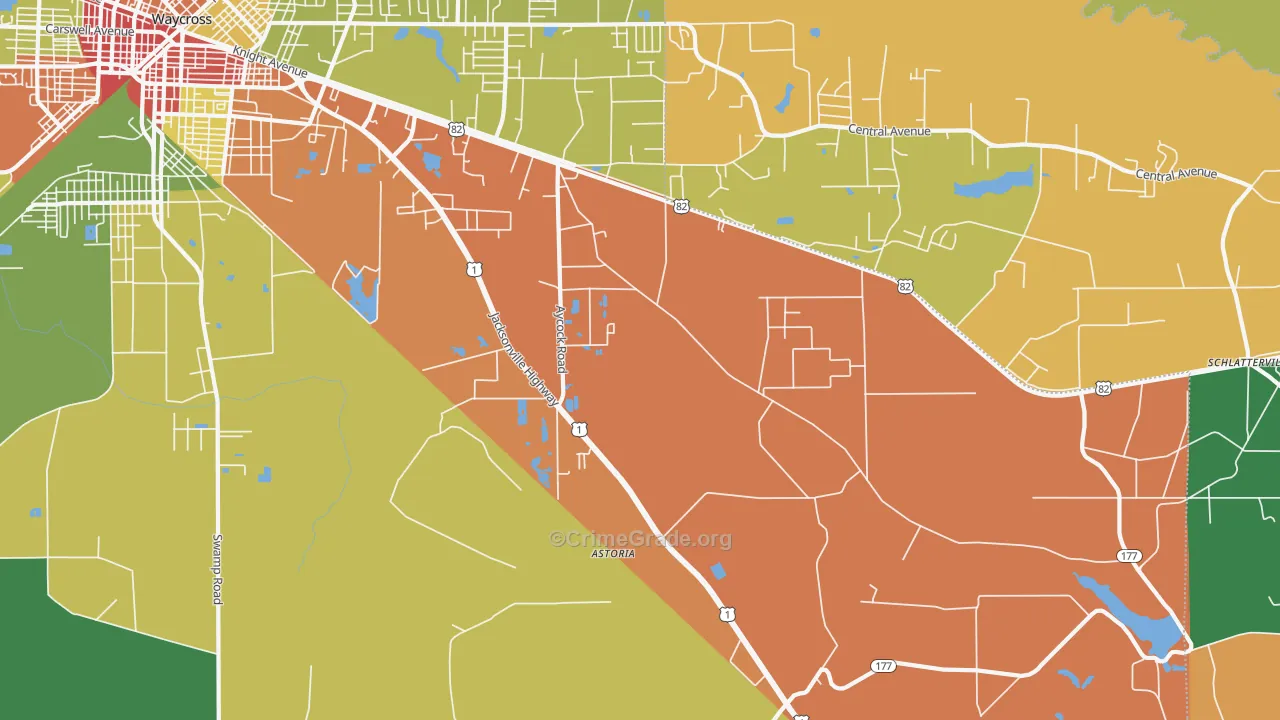 Dixie Union, GA Map of Robbery Rates