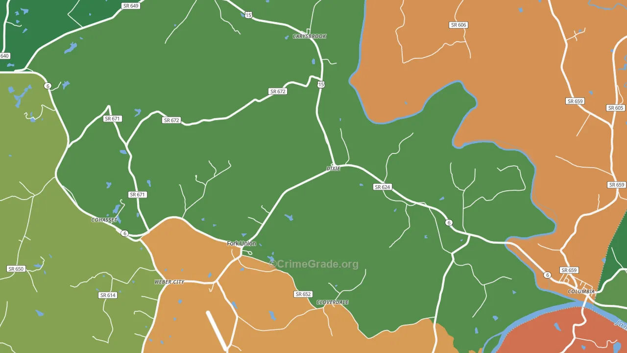 Dixie, VA Map of Robbery Rates
