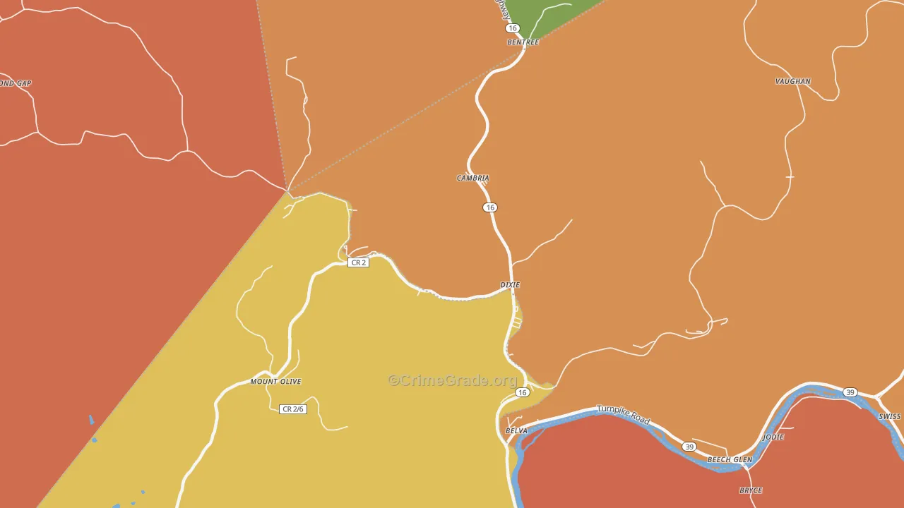 Dixie, WV Map of Robbery Rates