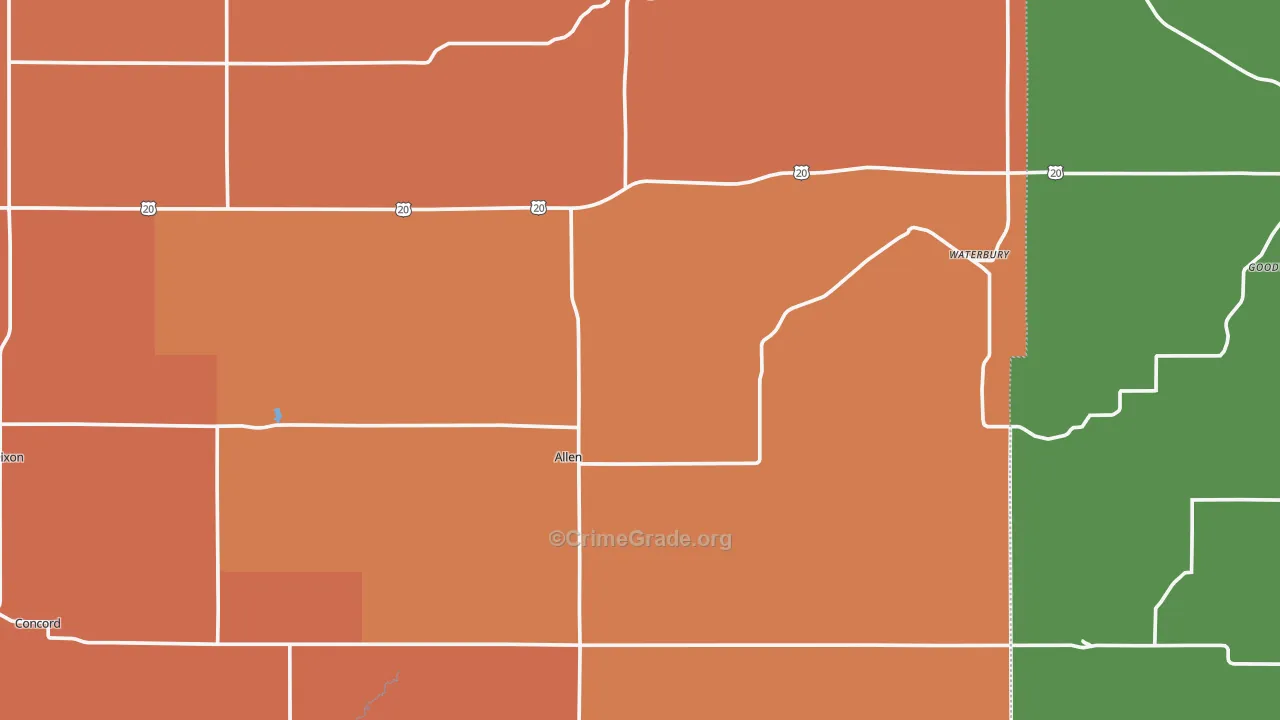 Dixon County, NE Map of Robbery Rates