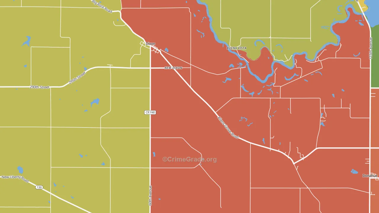 Dixon, IA Map of Robbery Rates