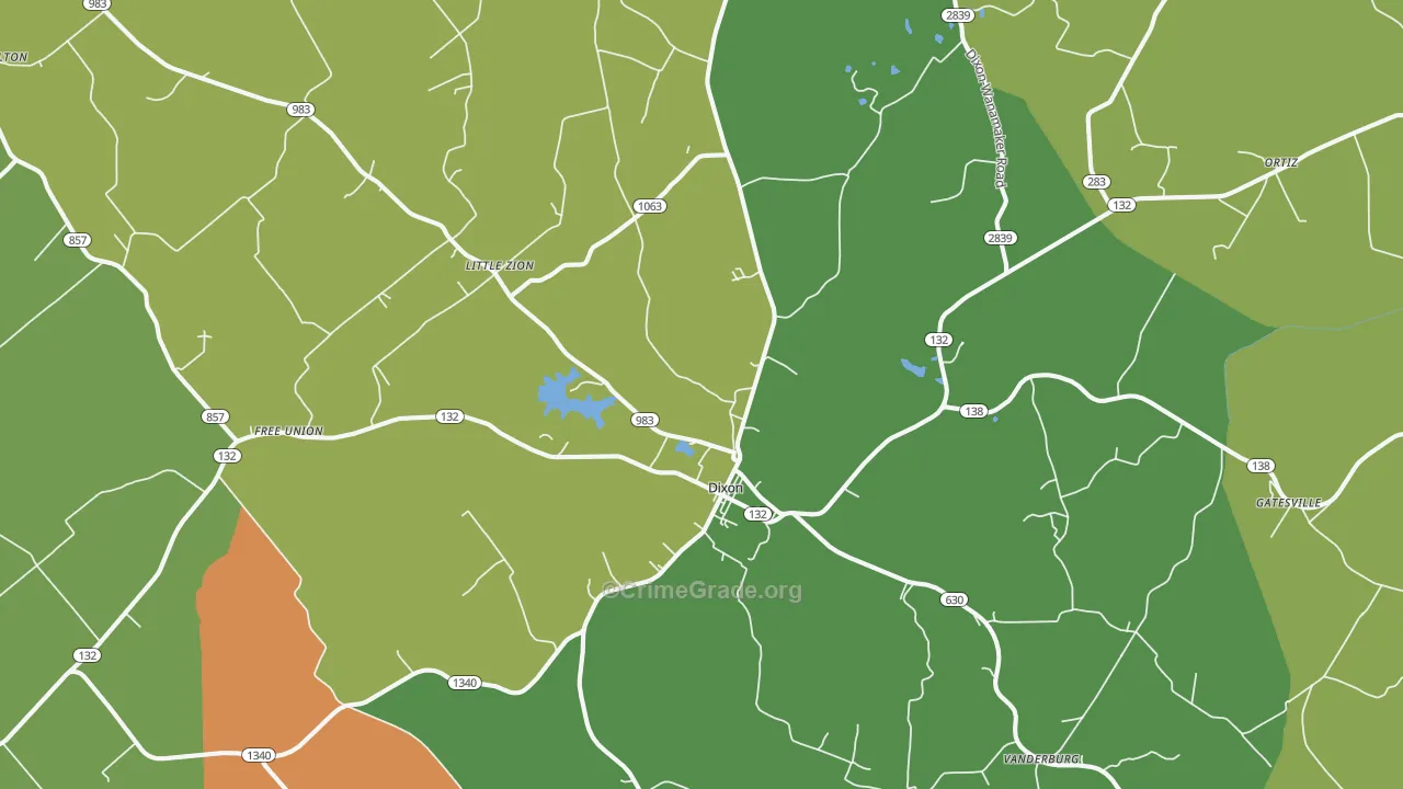 Dixon, KY Map of Robbery Rates