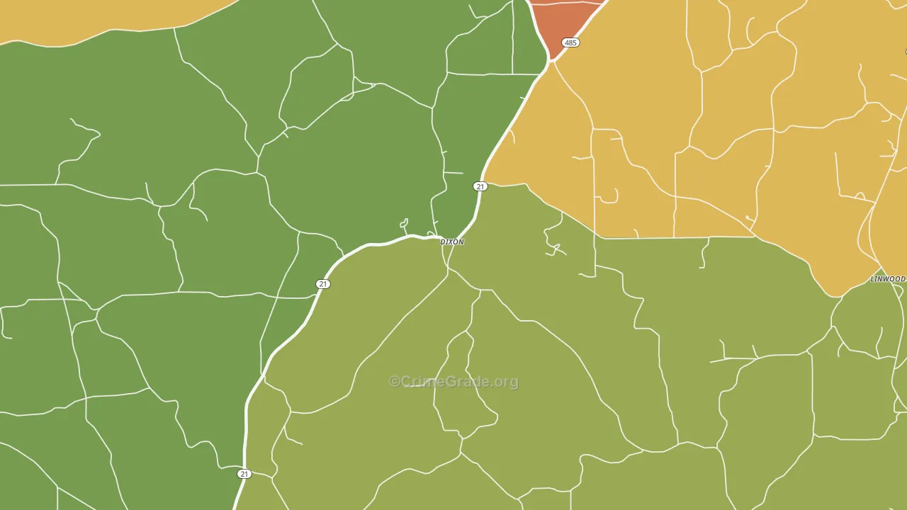 Dixon, MS Map of Robbery Rates